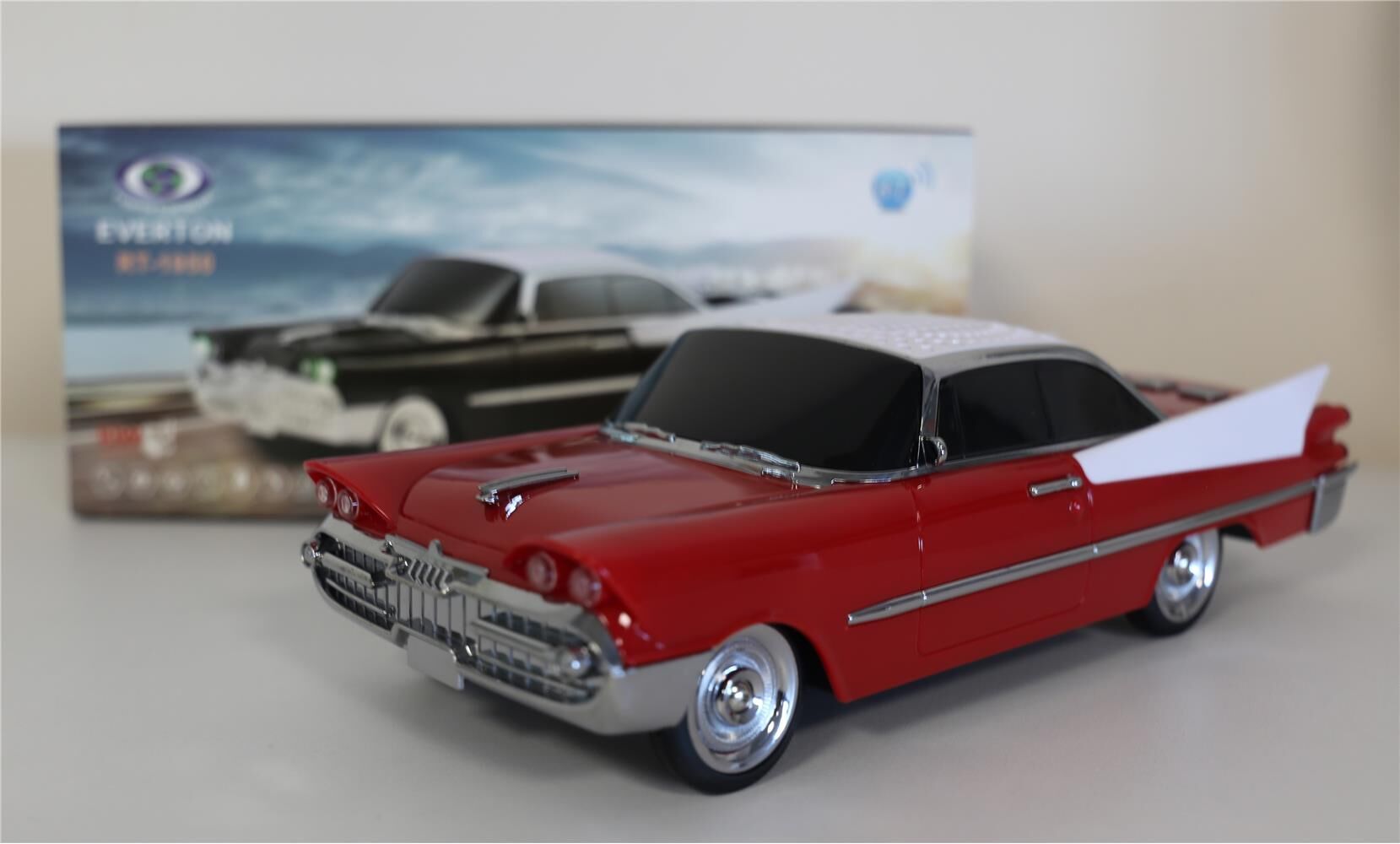 EVERTON RT-1954 Kırmızı Arabalı Bluetooth Fm-Usb-Tf-Aux Şarjlı Nostaljik Radyo