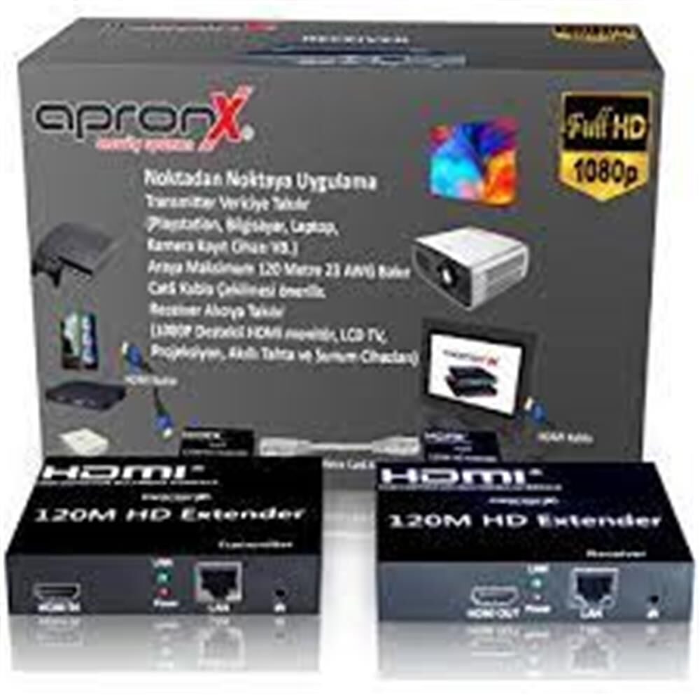 Apronx APX-USB120M-B Cat5e-Cat6 120 metre FullHd 1080P HDMI Extender