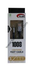 Elba Elb27-IOS 1Mt  iPhone Lightning 3A Hızlı Şarj Hasırlı Şarj Kablosu Beyaz