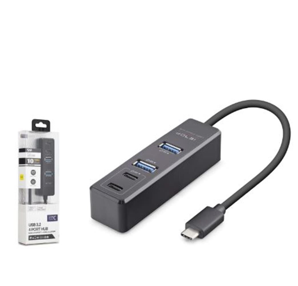 iETOP TU1009 Type-C 3.2 Gen2 Hub 4 Port 10 Gbps Siyah