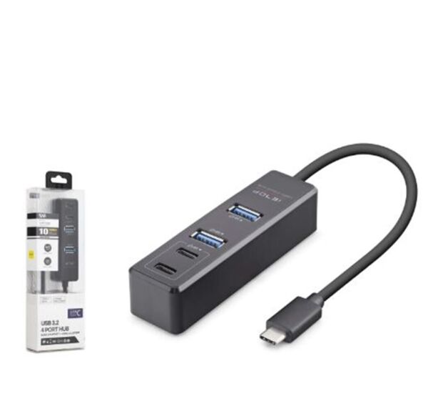 iETOP TU1009 Type-C 3.2 Gen2 Hub 4 Port 10 Gbps Siyah