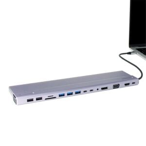Vcom CU4703 Type-C To USB3.0-3+USB2.0-2+VGA+RJ45+SD+TF+Audio+HDMI+DP+USB-C DATA-2+USB-C Çoklayıcı