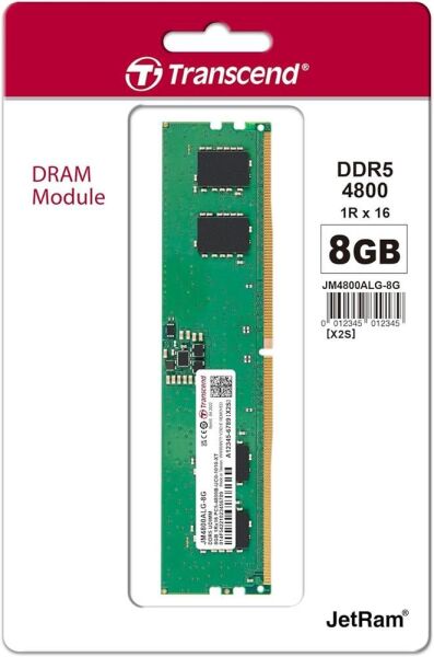 Transcend 8GB(1x8GB) 4800Mhz UDIMM DDR5 CL40 Pc Ram (JM4800ALG-8G)