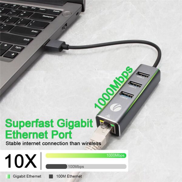 Vcom DH312B Usb 3.0 To USB3.0-3+RJ45 Çoklayıcı