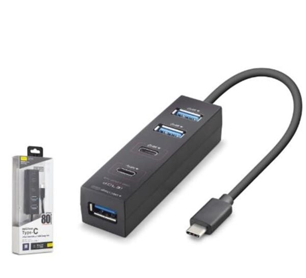 iETOP TU0529 Type-C 3.2 Gen1 Hub 4 Port 5 Gbps 80 cm Siyah