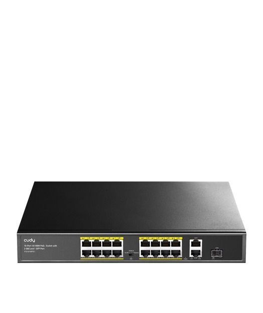 CUDY 16Port 10/100 PoE+2GB Up200W Switch