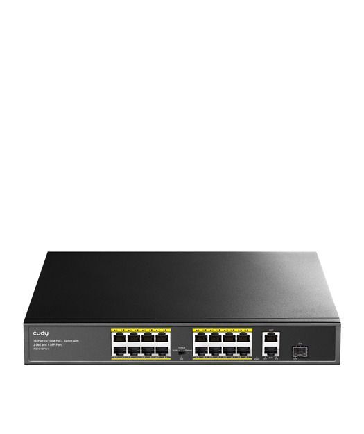 CUDY 16Port 10/100 PoE+2GB Up200W Switch