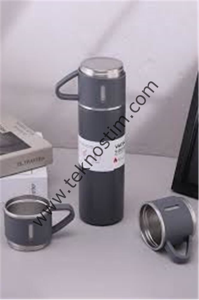 HYTECH HY-TM11 Mat Gri  500ML İç 304 Dış 201 Paslanmaz Çelik Kupa Bardak Termos