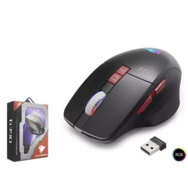 Hadron G390 Kablosuz Oyuncu Mouse Type-C Port Şarjlı + Led gösterim Rgb 1600Dpi Sessiz Siyah