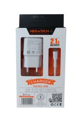 Megatech MT-CM1 2ın1 2.1a Ev Şarj+Micro Kablo