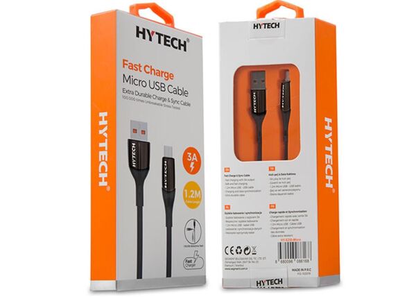 Hytech HY-X250 3A Micro Usb 1,2m Siyah Data + Sarj Kablosu
