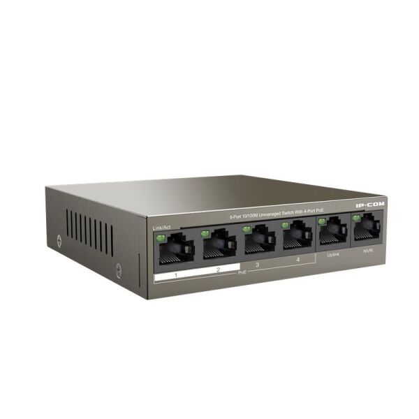 IP-COM F1106P-4-63W 4 PORT 10/100+2X10/100 UPLINK METAL KASA 58W POE SWITCH