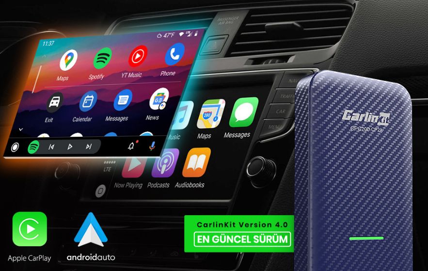 Carlinkit CPC200-CP2A 4.0 CP2A 2 in 1 Android Oto & Apple CarPlay Kablosuz Wireless Adaptör
