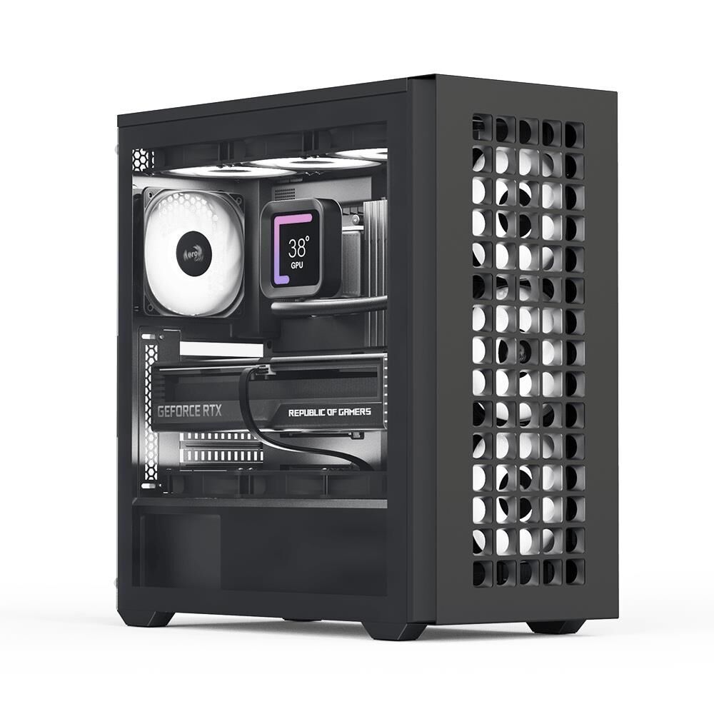 Aerocool D502A 4x12cm A-RGB Fanlı, Şık Mesh Ön Panel, Tempered Cam Yan Panel, USB Type-C, ATX