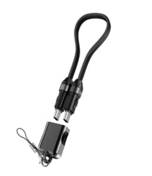S-link Armor CC-020 60W 20 cm Type-C to Type-C  Örgülü Metal Başlıklı Siyah Şarj Kablosu