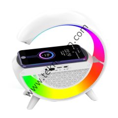 Mikado MD-G111 Beyaz 10W 1800mAh BT-TF-USB-15W Wireless Şarj RGB Işıklı Speaker