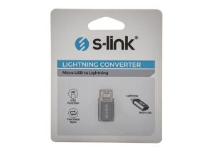 S-link SL-TA20M Gümüş Metal Gövde MicroUSB 5pin F to Lightning M Çevirici