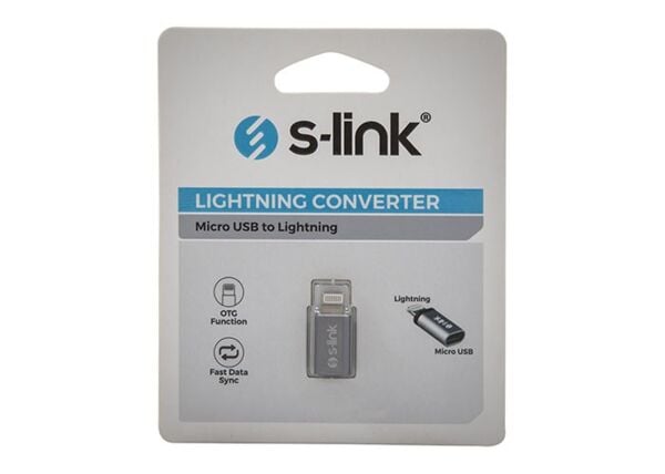 S-link SL-TA20M Gümüş Metal Gövde MicroUSB 5pin F to Lightning M Çevirici