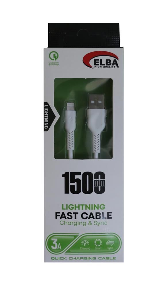 Elba Elb36-L1 1,5Mt  Micro  Beyaz 3A Hızlı Şarj Kablosu