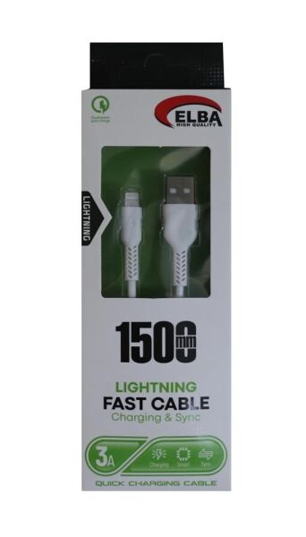 Elba Elb36-L1 1,5Mt  Micro  Beyaz 3A Hızlı Şarj Kablosu