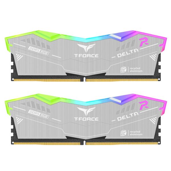Team T-Force DELTA RGB ECO Silver 64GB 2x32GB 6000MHz DDR5 CL38 Gaming RAM (FF2D564G6000HC38JDC01)