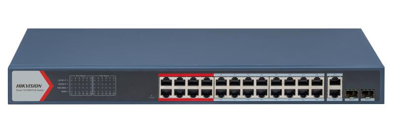HIKVISION DS-3E1326P-EI(B) 24 PORT 24XFE+2XGE 370W YÖNETİLEBİLİR POE SWİTCH
