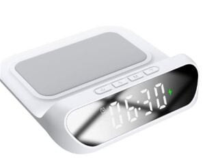 S-link SL-CW18 Beyaz Telefon Uyumlu 15W LCD Ekran Double Alarmli Kablosuz Şarj Cihazı