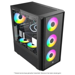 PowerBoost PB-P3602BB 850w 80+ Bronze USB 3.0 ATX Mesh ARGB fan siyah kasa