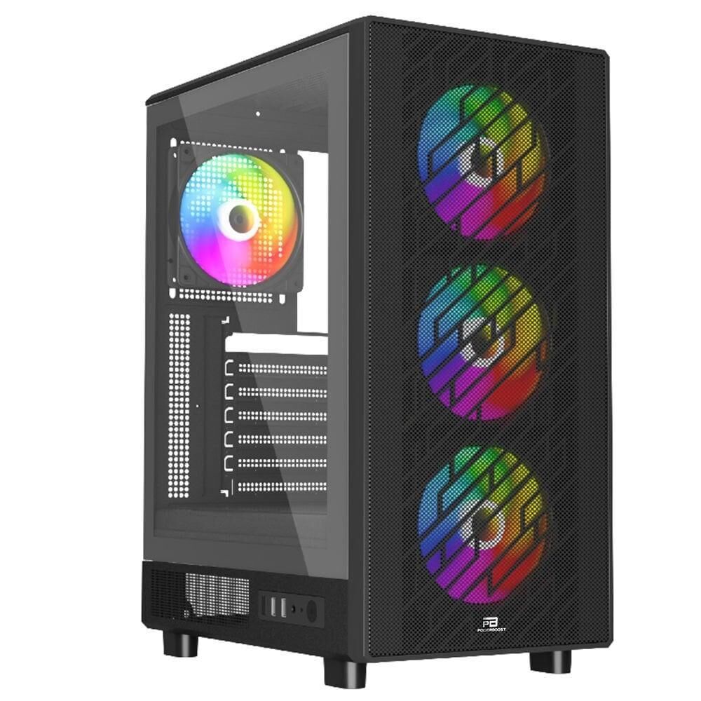 PowerBoost PB-A700B 750W 80+ BRONZE ATX USB 3.0 Rainbow Fanly Mesh Gaming Siyah Kasa