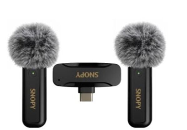 Snopy SN-MW80 Siyah 2 Mikrofonlu Kablosuz Type-c Yaka Mikrofonu