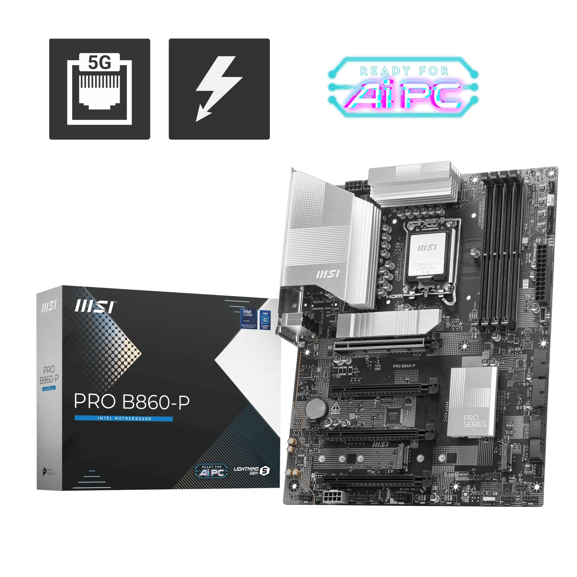 MSI PRO B860-P SOKET 1851 DDR5 8600MHZ(OC) 3xM.2 1x TB4 HDMI DISPLAY 5G LAN ATX