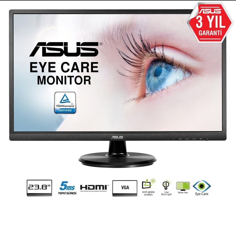 Asus 23.8'' Va249He 60Hz 5Ms (Hdmı+Analog) Full Hd Va Monitör
