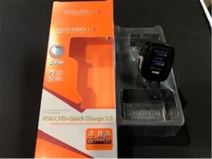Megatech Siyah Qc 3.0 Pd 24w 4.8A Araç Şarj Cihacı 2Usb+1 Typ-c Grişi