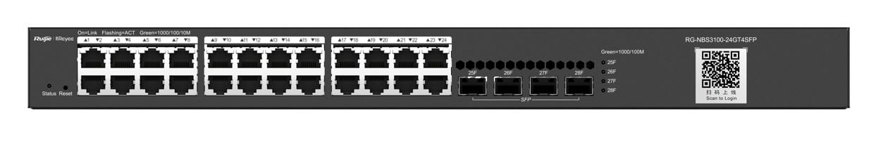 RUİJİE-REYEE  RG-NBS3100-24GT4SFP 24XGE-4XGE/SFP YÖNETİLEBİLİR F.GİGABİT NETWORK SWİTCH