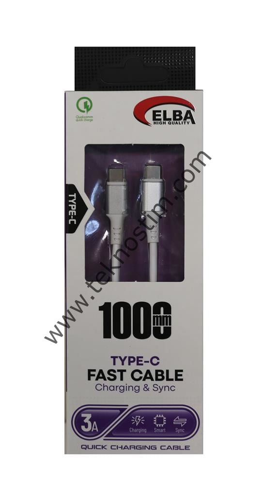 Elba Elb-39 T20 Type-c To Type-c 1Mt Beyaz Şarj Kablosu Beyaz