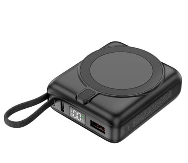 S-link M10L 10000mAh Magsafe 15W PD22.5W+QC3.0 18W Siyah Led Logo Şarj Cihazı Powerbank