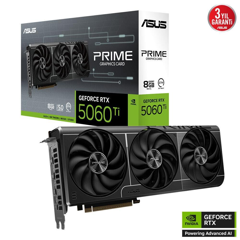 Asus PRIME GeForce RTX 5060 Ti 8GB GDDR7 28 Gbps 128-bit PRIME-RTX5060TI-8G Ekran Kartı