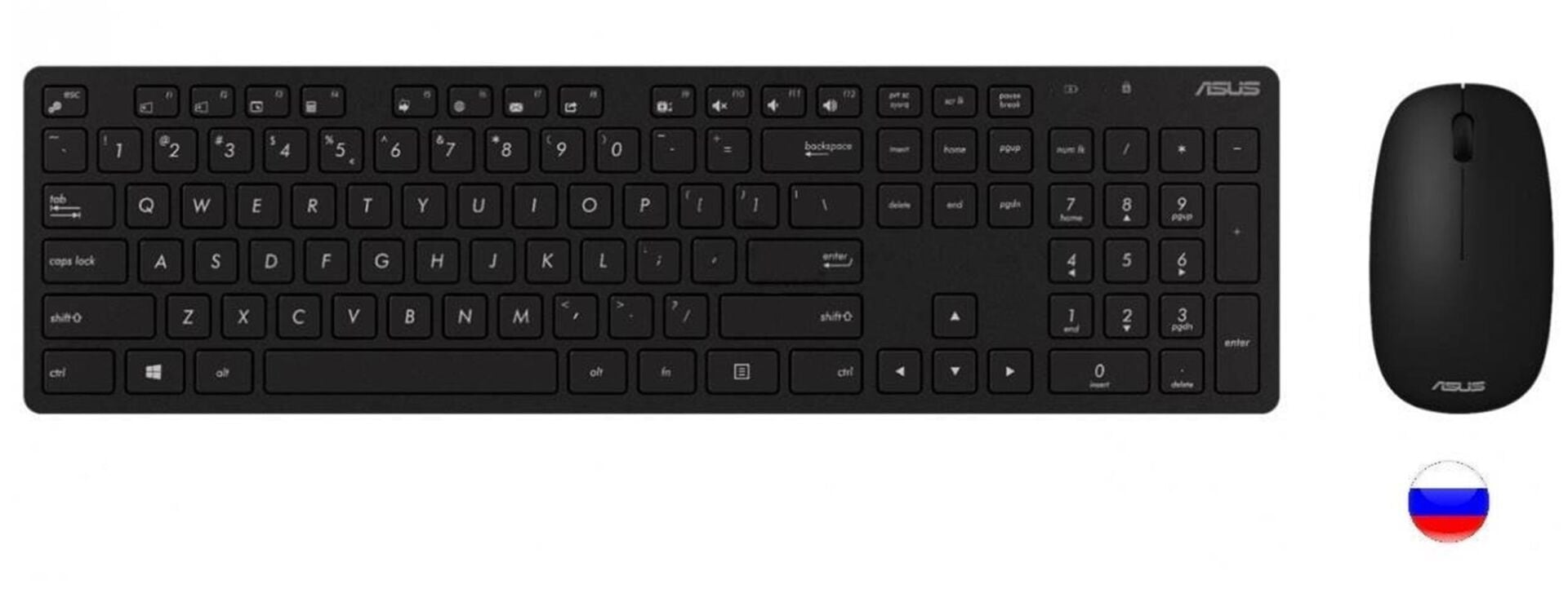 Asus W5000 Rusça Kablosuz Klavye-Mouse Set Siyah (W5000-Rus-Syh)