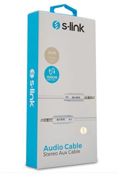 S-link SL-SP70 1m Beyaz 3.5mm Stereo Ses Kablosu