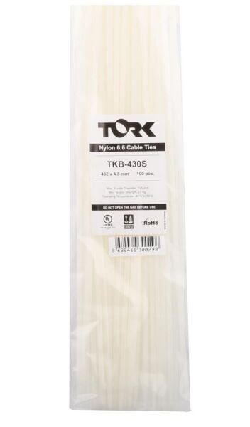 Tork TKB-430S 4.8-432 Beyaz Kablo Bağı 100lü Paket