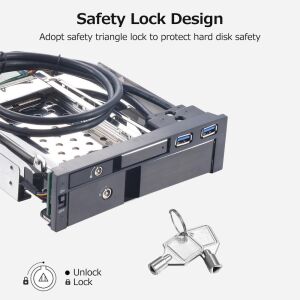 Oem 5,25'' Dahili Çift Yuvalı Sabit Disk Kutusu 2,5+3,5 inç SATA HDD-SSD Muhafaza Aletsiz Tasarım