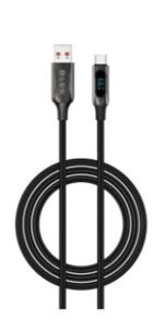 S-link Armor LED UC-066 66W 1m USB to Type-C PD Örgülü LED Başlıklı Siyah Hızlı Şarj Kablosu