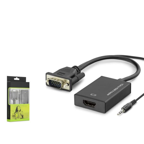 HADRON HDX7874 VGA to HDMI Ses Çıkışlı Görüntü Dönüştürücü 1080p Siyah