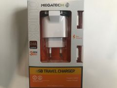 Megatech Beyaz  2.4A ( Ev Şarj + Micro Kablo+Typ-c+Iphone ) 3in1 Şarj Aleti