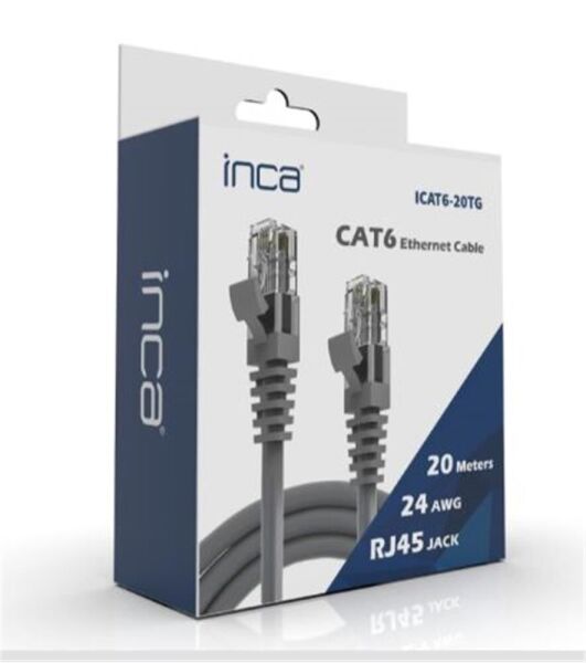 INCA ICAT6-01TG Cat6 1 Metre Gri Kablo