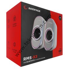 Rampage RMS-X3 2.0 6W Bluetooth Özellikli Beyaz Multimedia RGB Işıklı Gaming USB Speaker