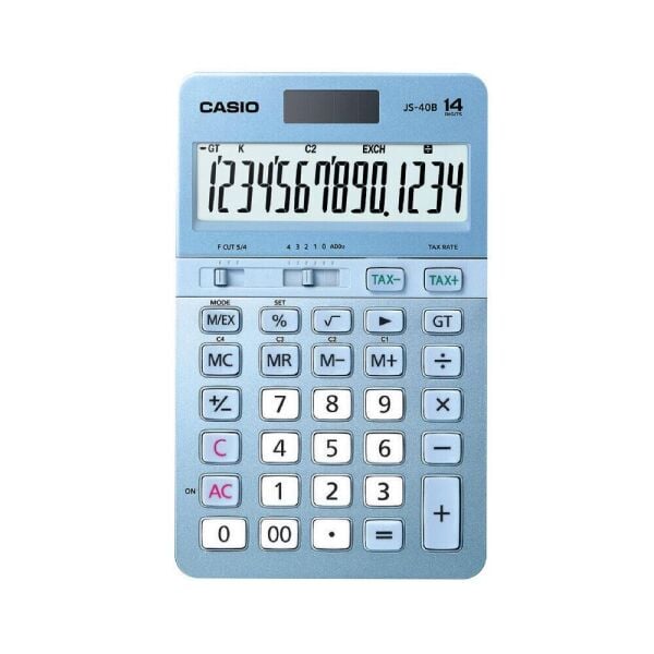 Casio JS-40B-BU Mavi Profesyonel 14 Hane Masa Üstü Hesap Makinesi
