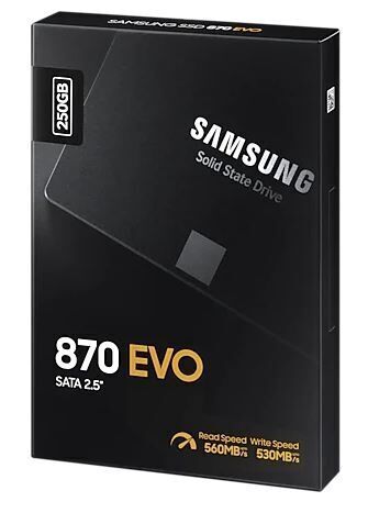 250GB SAMSUNG 870 560/530MB/s EVO MZ-77E250BW SSD (Resmi Distribütör Garantili)