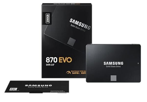 250GB SAMSUNG 870 560/530MB/s EVO MZ-77E250BW SSD (Resmi Distribütör Garantili)