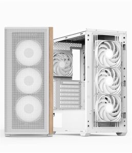 Aerocool AE D501A WH 4x12cm  Fanlı Ahşap Ön Panel Tempered Cam Yan ve Mesh Ön Panel, USB Type-C,ATX